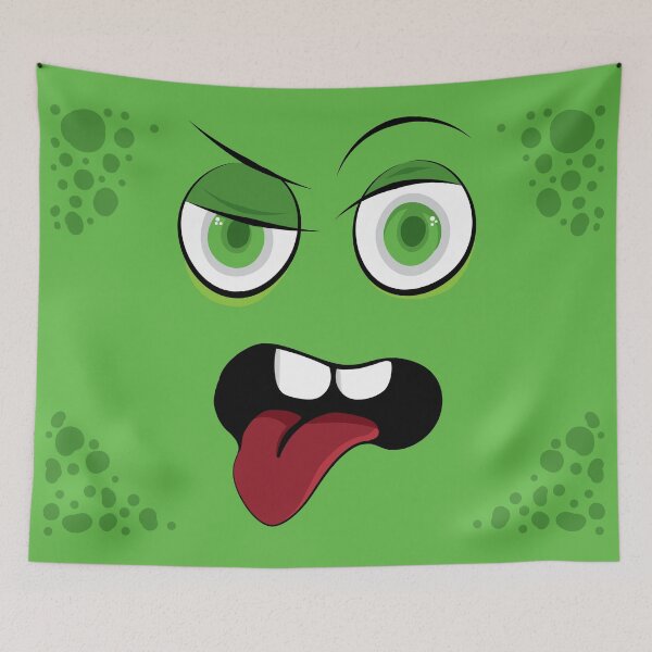 Item preview, Green Monster Face – Funny Cartoon Monster with Tongue designed and sold by Nicole Bleck.