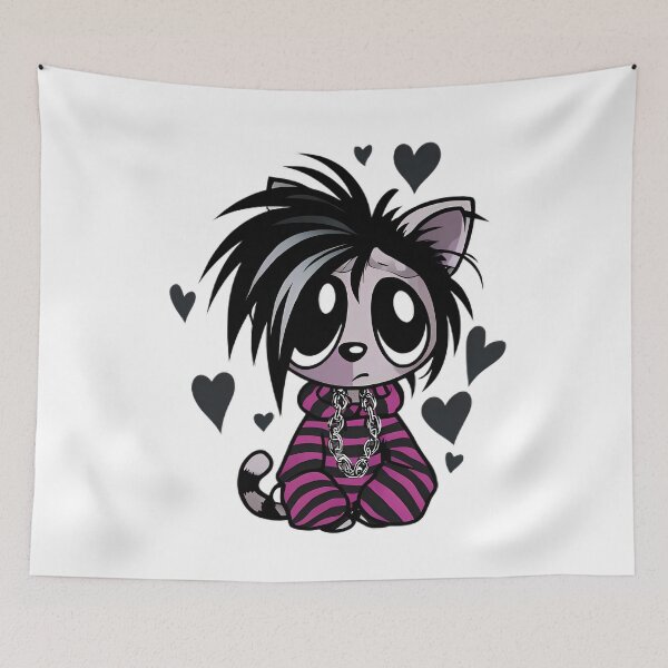 Item preview, Sad Emo Cat Mascot – Y2K Cartoon Aesthetic designed and sold by Retro Whimsy.