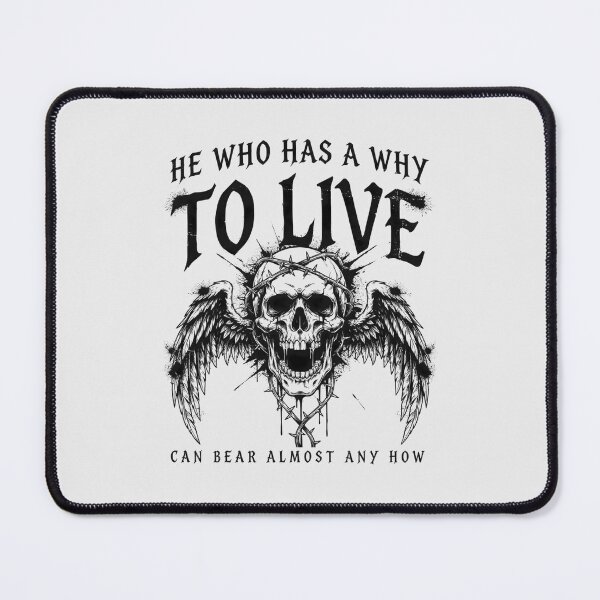 Item preview, He Who Has A Why To Live Nietzsche Winged Skull designed and sold by Enea Kelo.