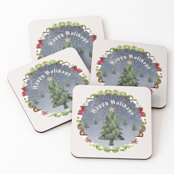 Item preview, Snowy Winter Wonderland Christmas Tree Happy Holidays Ornament Art designed and sold by Liberarteprint.
