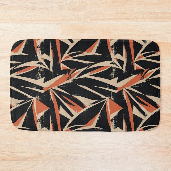 Item preview, Burnt Orange Black Abstract Brush Pattern designed and sold by imaniko.