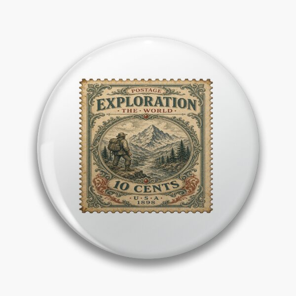 Item preview, Vintage Stamp Exploration The World 1898 - Mountain Hiker Aesthetic T-Shirt    designed and sold by Sushikidsntoddlers.