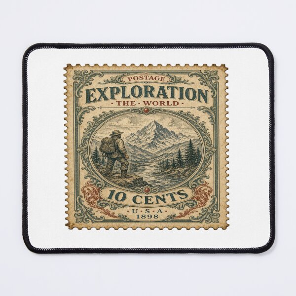 Item preview, Vintage Stamp Exploration The World 1898 - Mountain Hiker Aesthetic T-Shirt designed and sold by Sushikidsntoddlers.