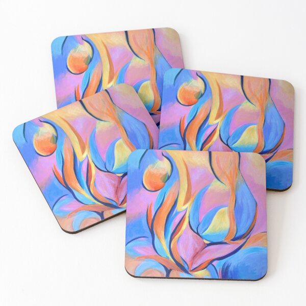Item preview, Curved linear abstract art in pink, orange and blue designed and sold by Natimo-Studio.