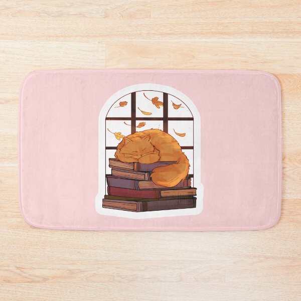 Item preview, Cozy Orange Cat Sleeping on Books Autumn Window View Art    designed and sold by Catophile.