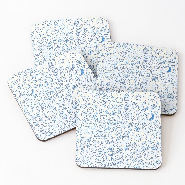 Item preview, 2 Whimsical Hand Drawn Folk Art Doodle Pattern designed and sold by ART ATTACK ZONE.