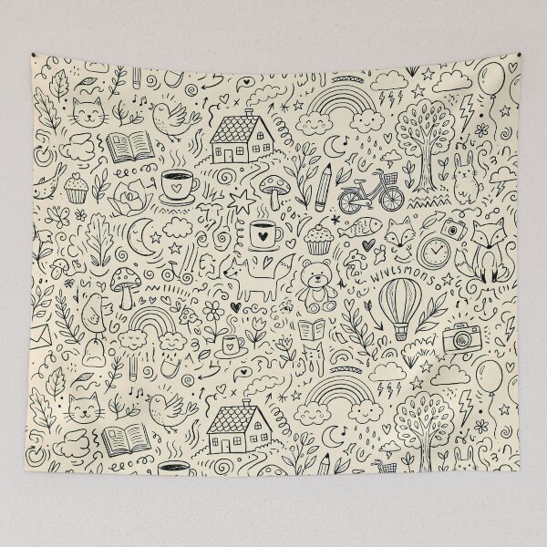 Item preview, 7 Whimsical Hand Drawn Folk Art Doodle Pattern designed and sold by ART ATTACK ZONE.