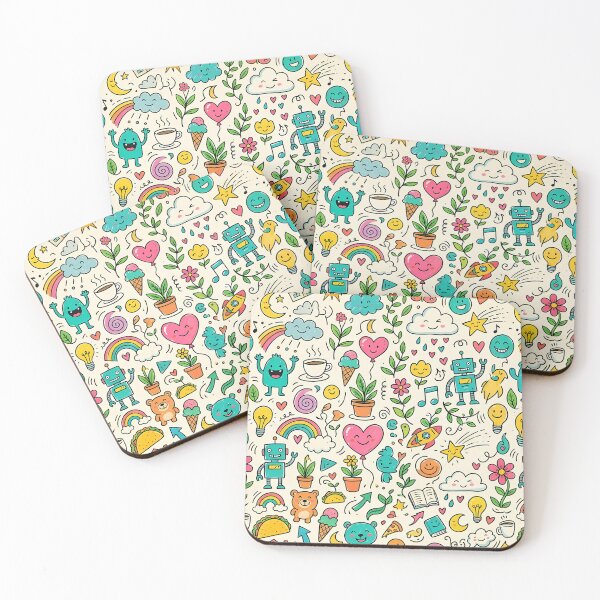 Item preview, 8 Whimsical Hand Drawn Folk Art Doodle Pattern designed and sold by ART ATTACK ZONE.