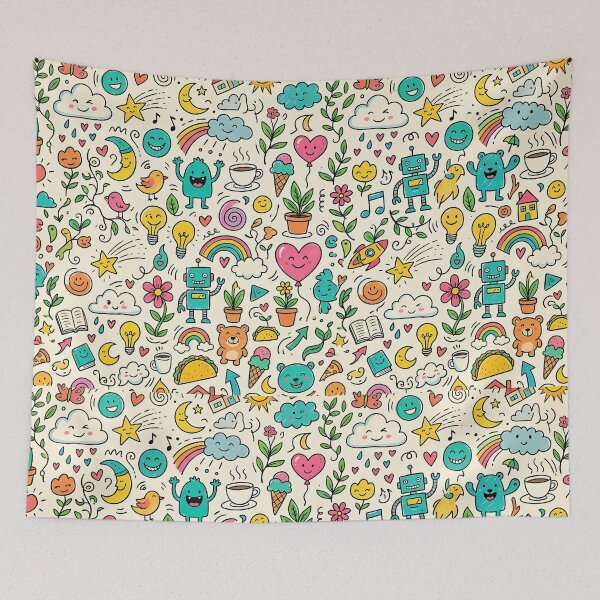 Item preview, 8 Whimsical Hand Drawn Folk Art Doodle Pattern designed and sold by ART ATTACK ZONE.