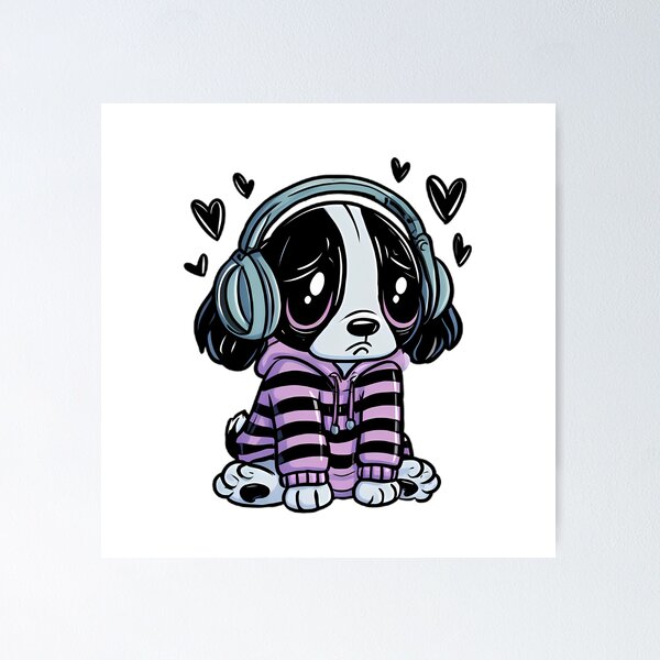 Item preview, Sad Cute Emo Puppy Mascot – Y2K Cartoon Aesthetic designed and sold by Retro Whimsy.