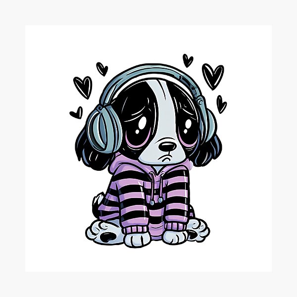 Item preview, Sad Cute Emo Puppy Mascot – Y2K Cartoon Aesthetic designed and sold by Retro Whimsy.