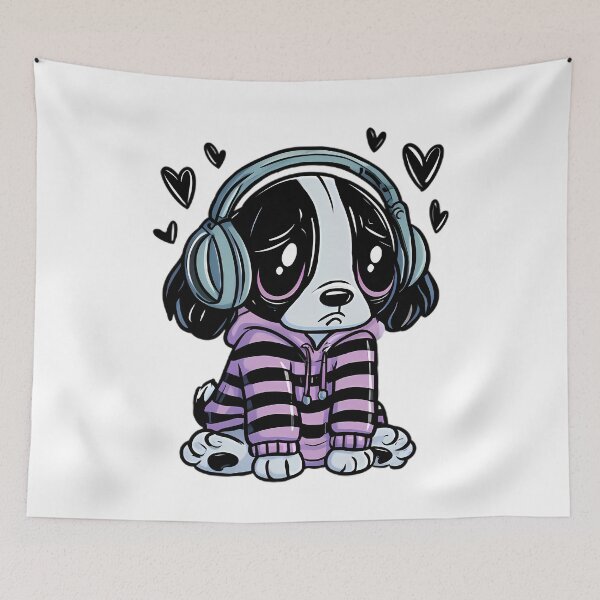 Item preview, Sad Cute Emo Puppy Mascot – Y2K Cartoon Aesthetic designed and sold by Retro Whimsy.
