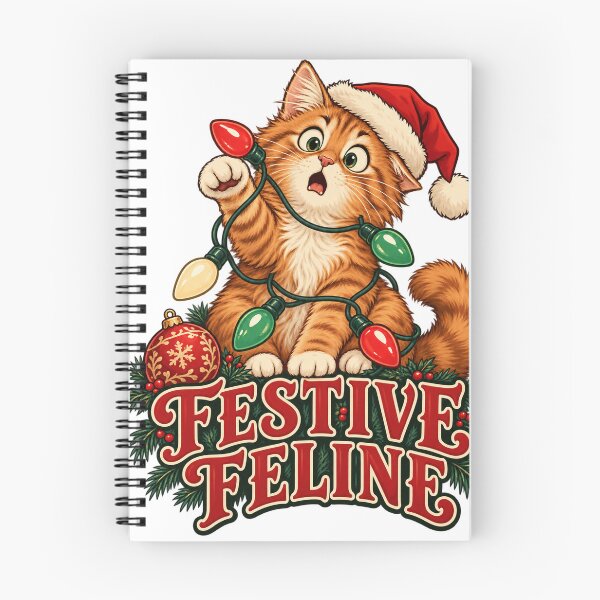 Item preview, Festive Feline – Cat Tangled in Christmas Lights designed and sold by electricpeacock.