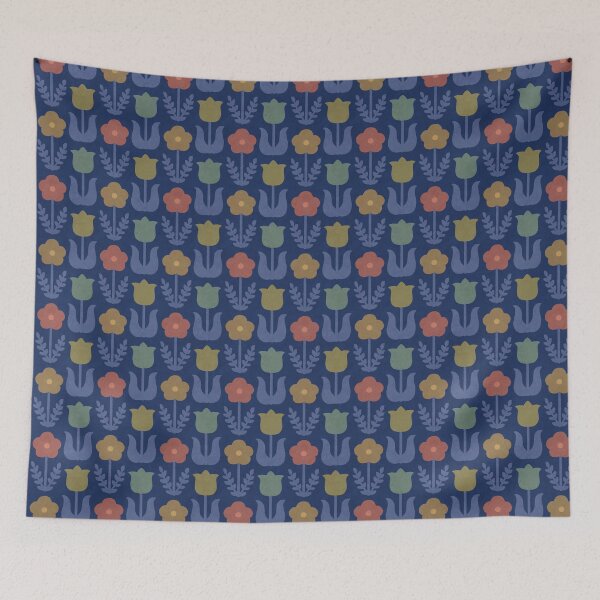Item preview, Retro Flower Check - 1b2d54 designed and sold by knitetgantt.