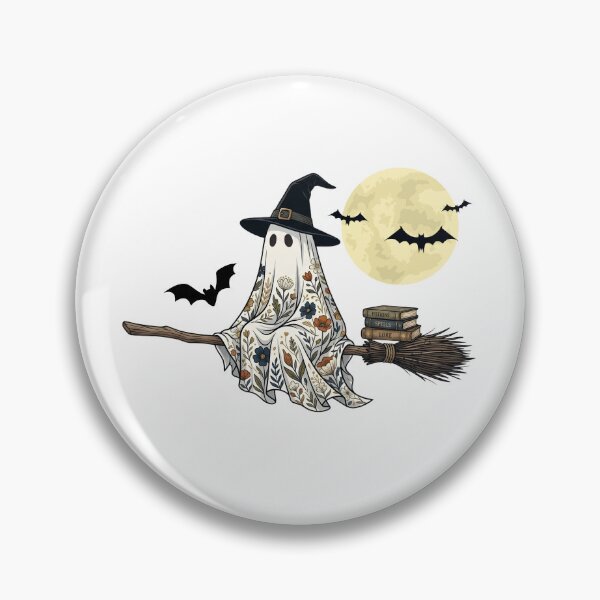 Artikelvorschau, Blumengeist auf einem Besen mit Hexenhut – Gothic-Halloween-Aufkleber entworfen und verkauft von ShadeScapeArt.