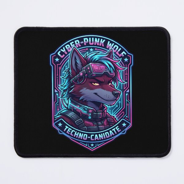 Item preview, Furry Wolf Cyberpunk Fursona Neon Techwear Badge Sticker Design designed and sold by DuckOddity.