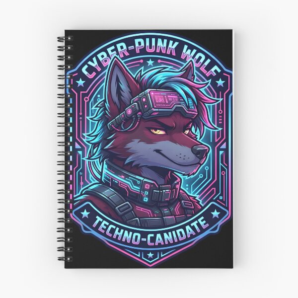 Item preview, Furry Wolf Cyberpunk Fursona Neon Techwear Badge Sticker Design designed and sold by DuckOddity.