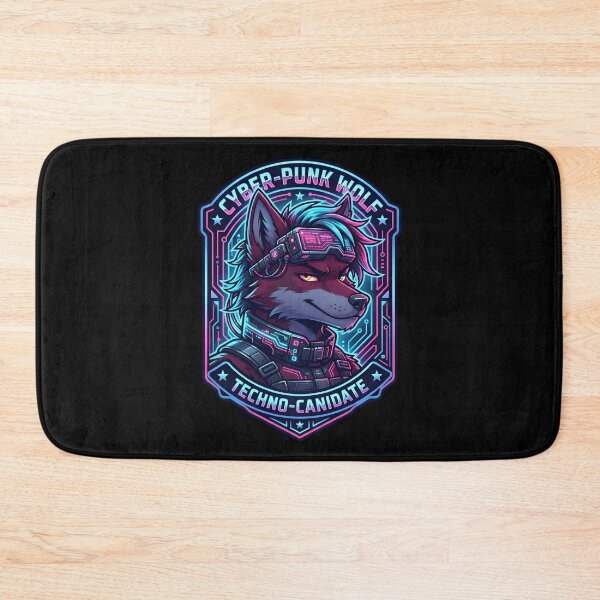 Item preview, Furry Wolf Cyberpunk Fursona Neon Techwear Badge Sticker Design designed and sold by DuckOddity.