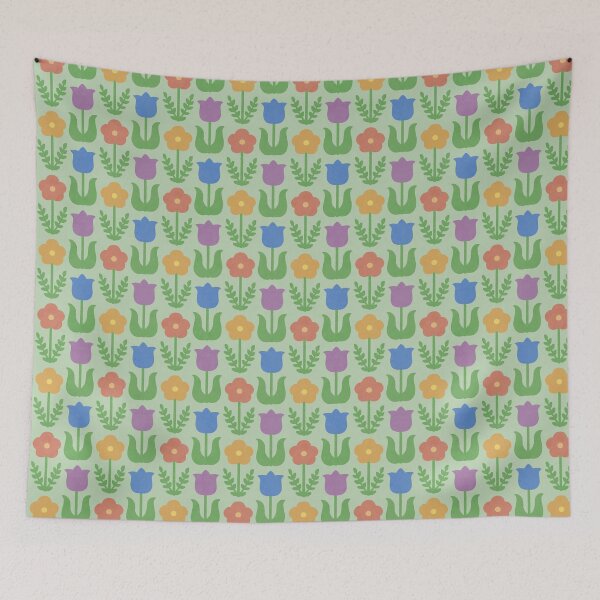 Item preview, Retro Flower Check - b7d0ad designed and sold by knitetgantt.