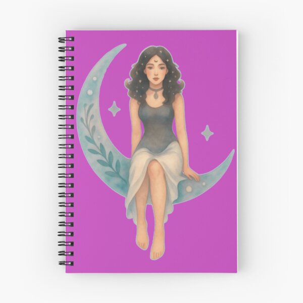 Item preview, Celestial Moon Goddess Sitting On Crescent Moon Mystic Stars Art designed and sold by Miheerala.