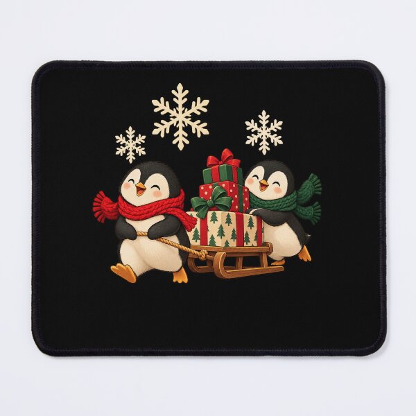Item preview, Penguin Gift Delivery – Christmas Winter Illustration designed and sold by electricpeacock.