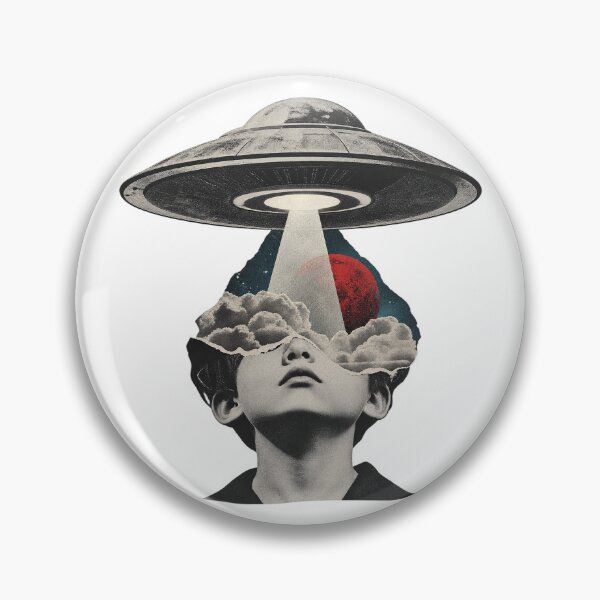Item preview, Surreal Retro UFO Collage Head In The Clouds designed and sold by zzz888.