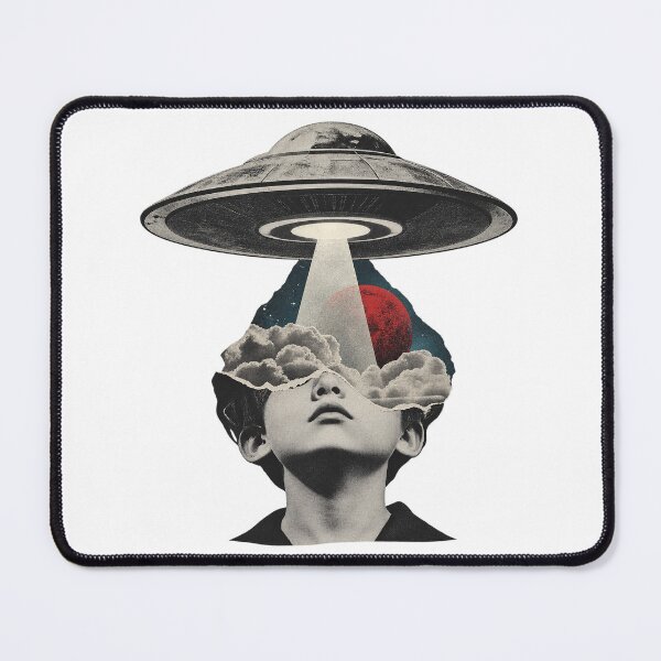Item preview, Surreal Retro UFO Collage Head In The Clouds designed and sold by zzz888.