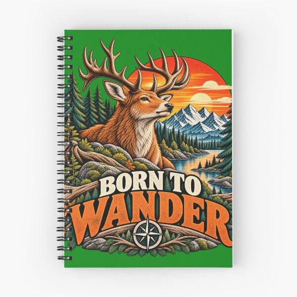 Item preview, Born to Wander – Majestic Deer Retro Wilderness Adventure designed and sold by JanRizz.