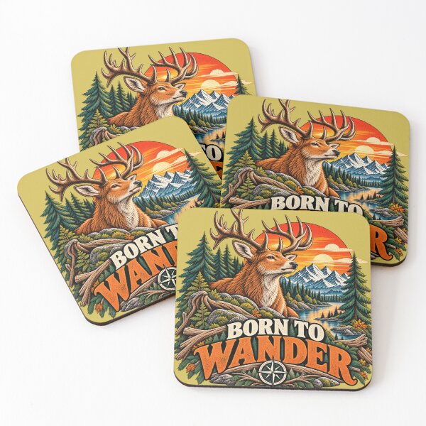Item preview, Born to Wander – Majestic Deer Retro Wilderness Adventure designed and sold by JanRizz.