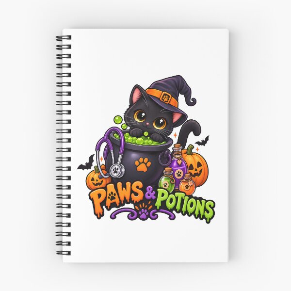 Item preview, Paws & Potions – Cute Veterinary Halloween Witch Cat Gift designed and sold by Bettybee00.