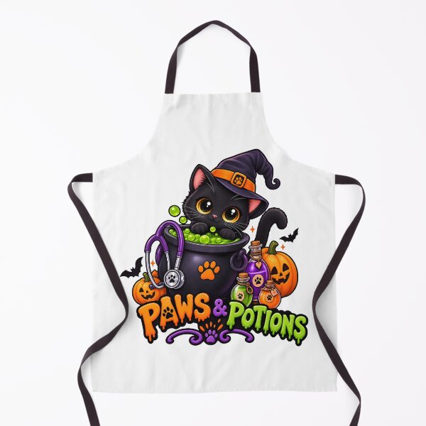 Item preview, Paws & Potions – Cute Veterinary Halloween Witch Cat Gift designed and sold by Bettybee00.
