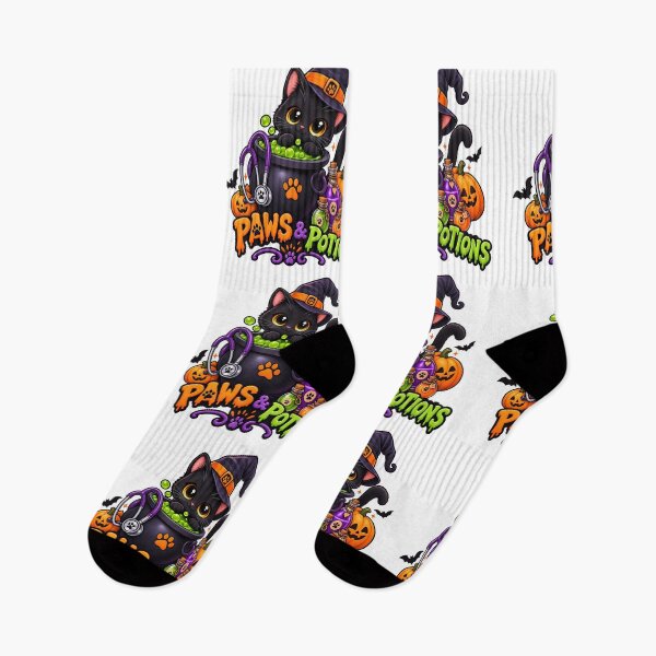 Item preview, Paws & Potions – Cute Veterinary Halloween Witch Cat Gift designed and sold by Bettybee00.