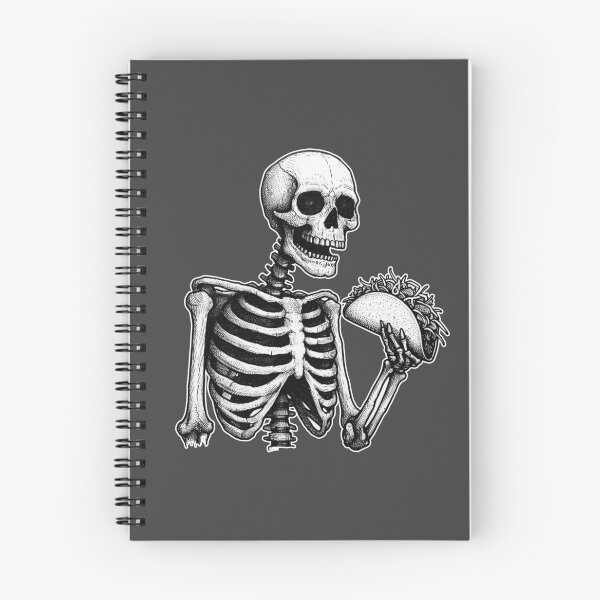 Item preview, Skeleton Eating Big Taco Linocut designed and sold by Lady-K-.