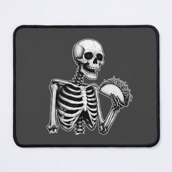 Item preview, Skeleton Eating Big Taco Linocut designed and sold by Lady-K-.