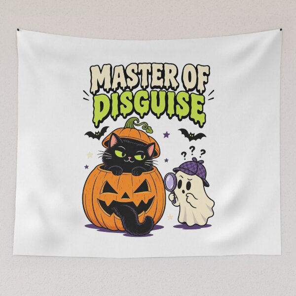 Item preview, Master of Disguise Funny Halloween Black Cat Ghost Design. designed and sold by The-T-In-Retro.