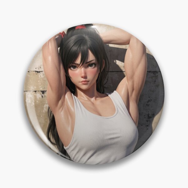 Item preview, Sexy anime manga girl with with muscular body reclining against a stone wall pinup art designed and sold by Vintage Designs +.