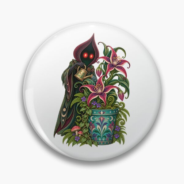 Item preview, Flatwoods Monster's Midnight Garden Whimsical Cryptid Botanical Art designed and sold by happycottage.