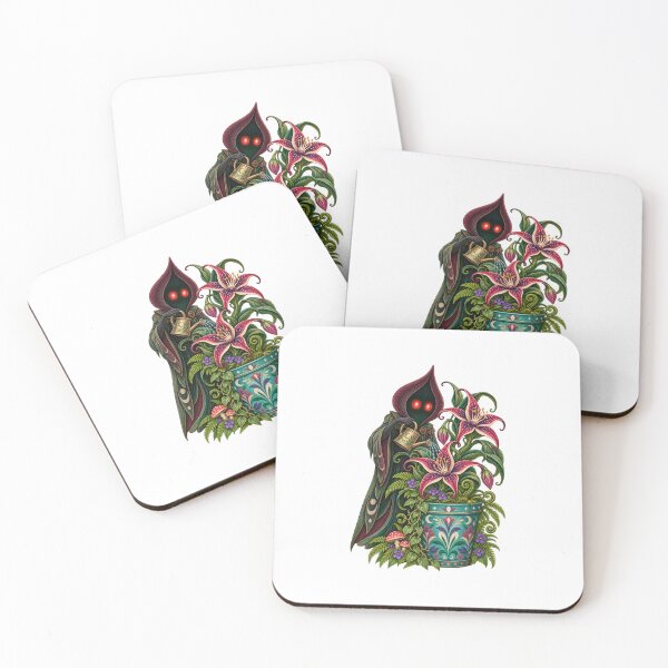 Item preview, Flatwoods Monster's Midnight Garden Whimsical Cryptid Botanical Art designed and sold by happycottage.