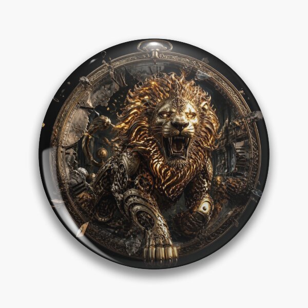 Item preview, Steampunk Mechanical Lion Shattered Clockface Frame Graphic designed and sold by LazyDayzCo.