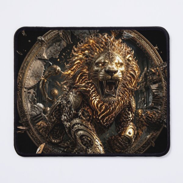 Item preview, Steampunk Mechanical Lion Shattered Clockface Frame Graphic designed and sold by LazyDayzCo.