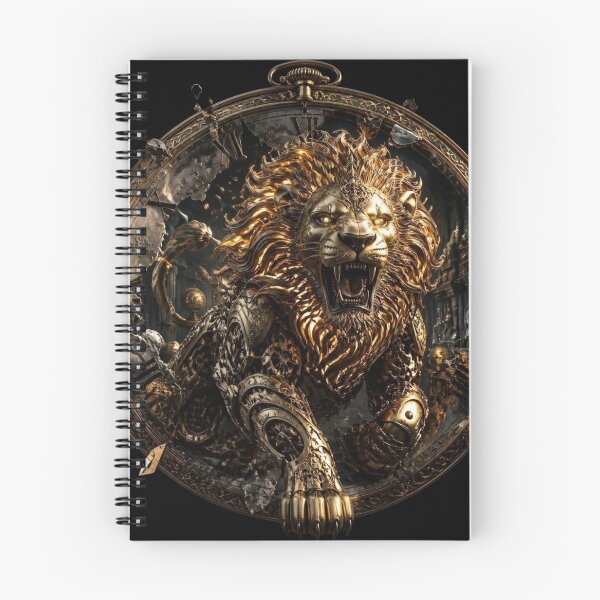 Item preview, Steampunk Mechanical Lion Shattered Clockface Frame Graphic designed and sold by LazyDayzCo.