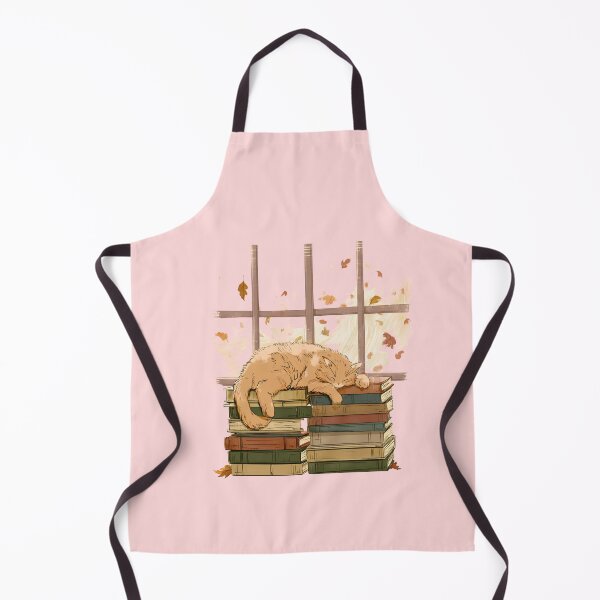 Item preview, Cozy Orange Cat Sleeping on Vintage Book Stacks Autumn Window View Art    designed and sold by Catophile.