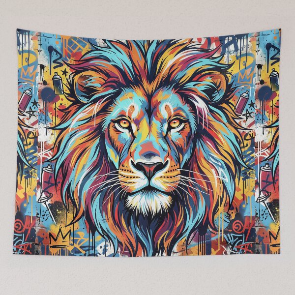 Item preview, Vibrant Street Art Lion Head Mural designed and sold by Marcu Ioachim.