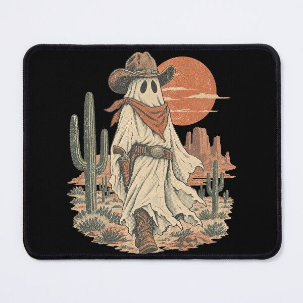 Item preview, Halloween Cowboy Ghost Western Desert Cactus Sunset Artwork designed and sold by Aqouiatiqe.