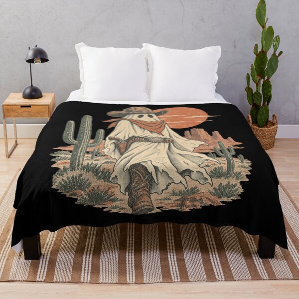 Item preview, Halloween Cowboy Ghost Western Desert Cactus Sunset Artwork designed and sold by Aqouiatiqe.