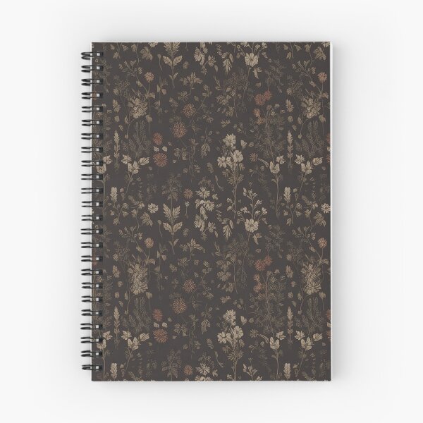 Item preview, Dark Moody Botanical Wildflower Pattern on Black designed and sold by Mindful Wall Art Studio.