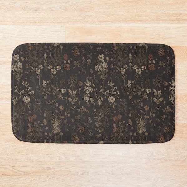 Item preview, Dark Moody Botanical Wildflower Pattern on Black designed and sold by Mindful Wall Art Studio.
