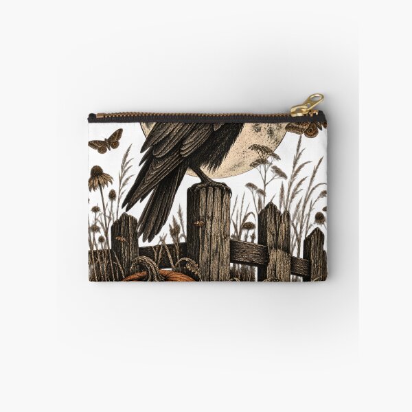 Item preview, Raven and Pumpkins Under a Full Moon – Vintage Gothic Halloween designed and sold by pinkaesthetik.