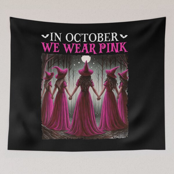 Item preview, October We Wear Pink Witch Halloween Awareness designed and sold by LouisaOReilly.