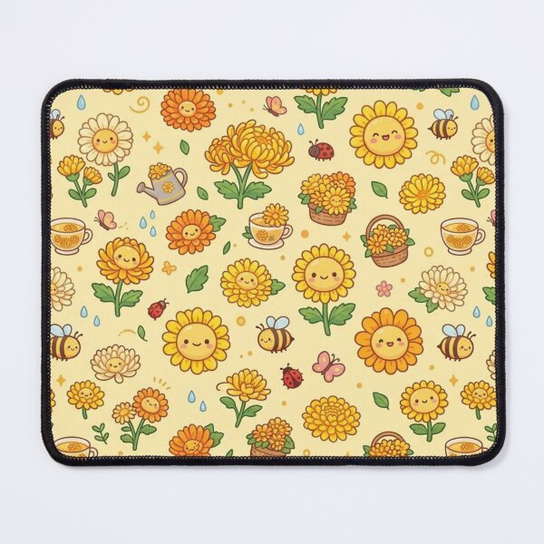 Item preview, Cute Kawaii Yellow Sunflower & Bees Pattern designed and sold by lungpleecha.